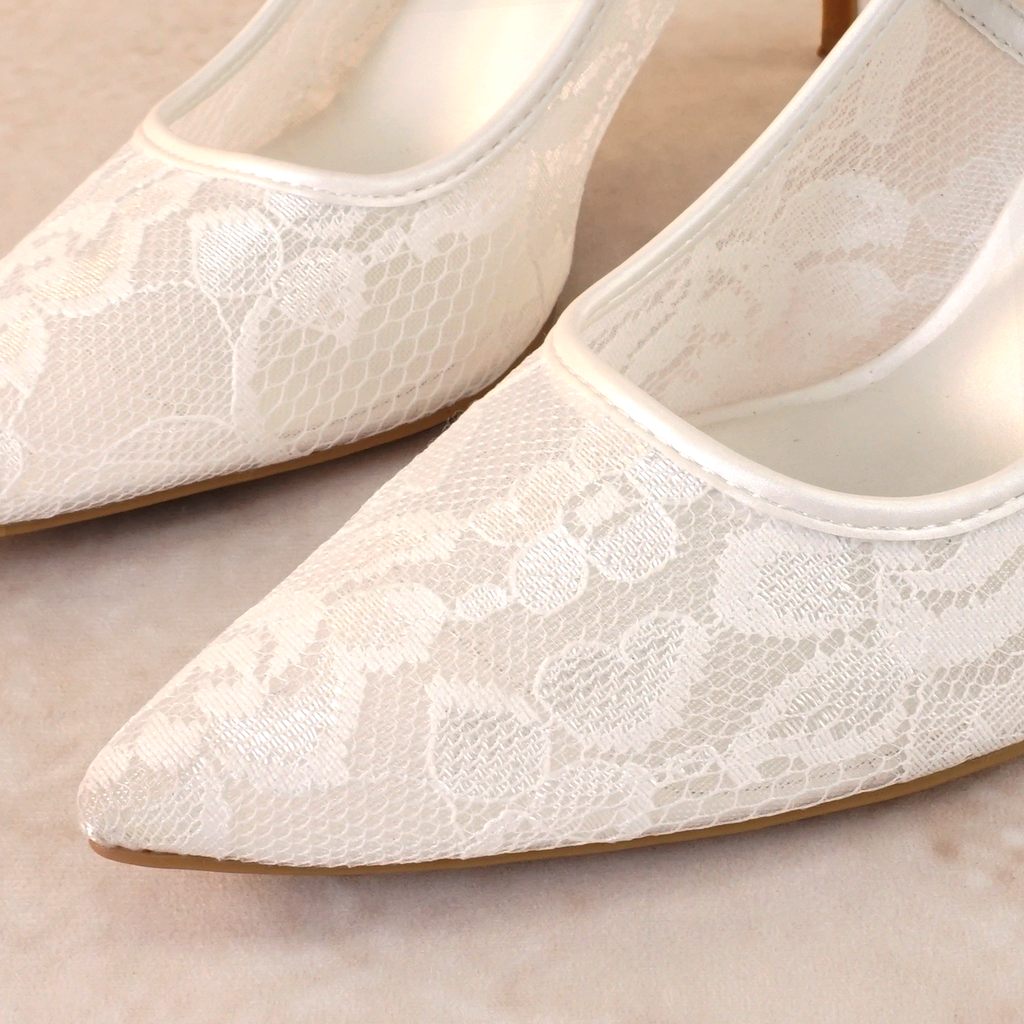 Odette White Lace Stiletto Heels
