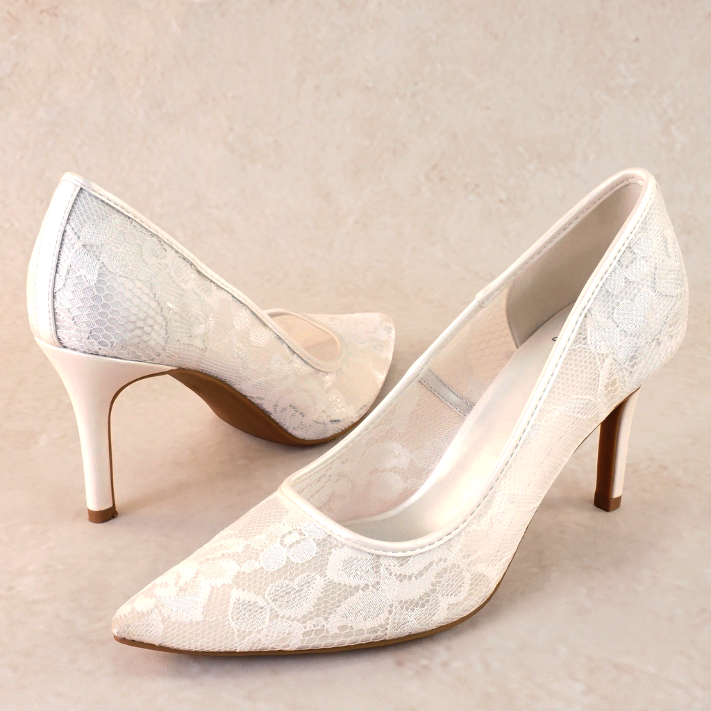 Odette White Lace Stiletto Heels