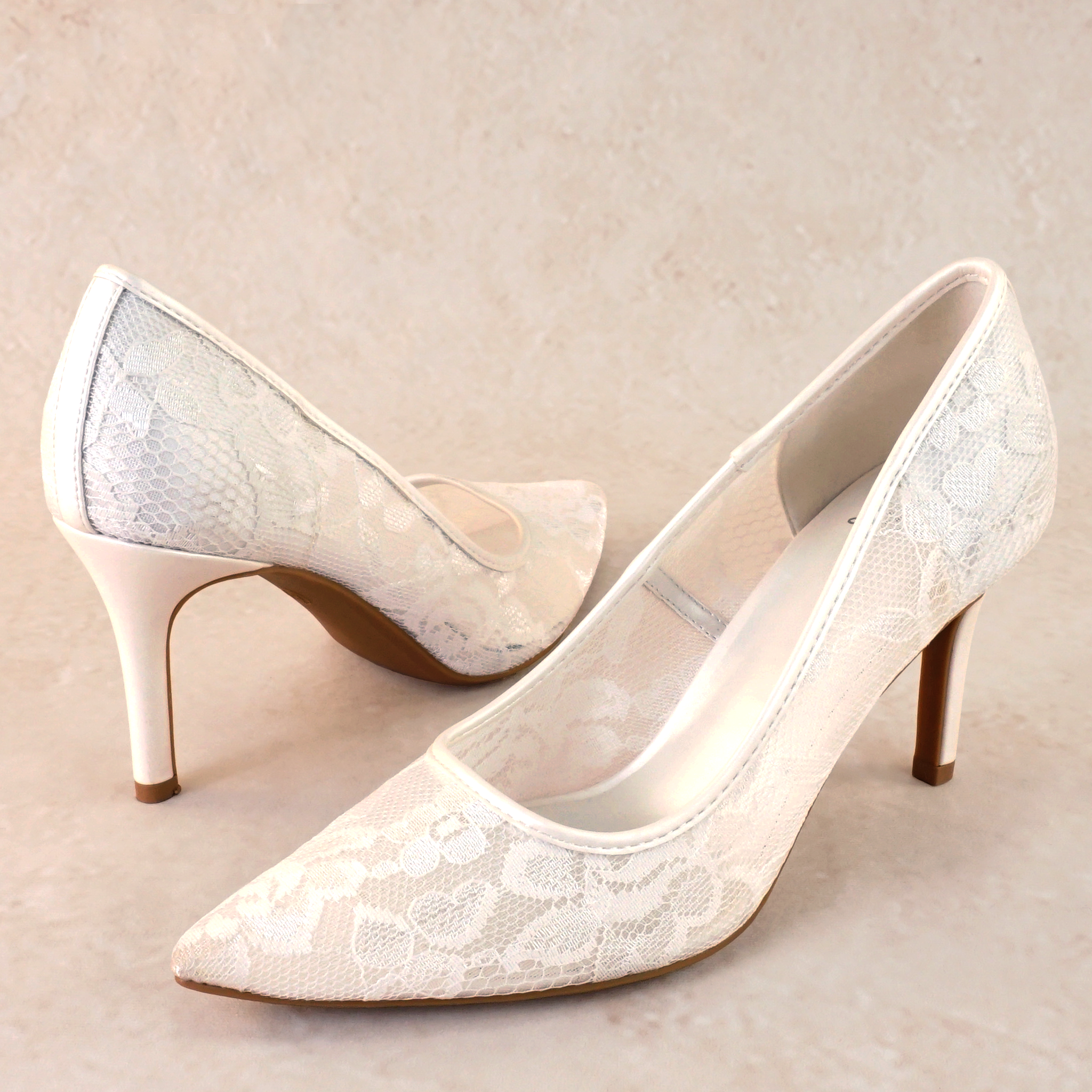 Odette White Lace Stiletto Heels