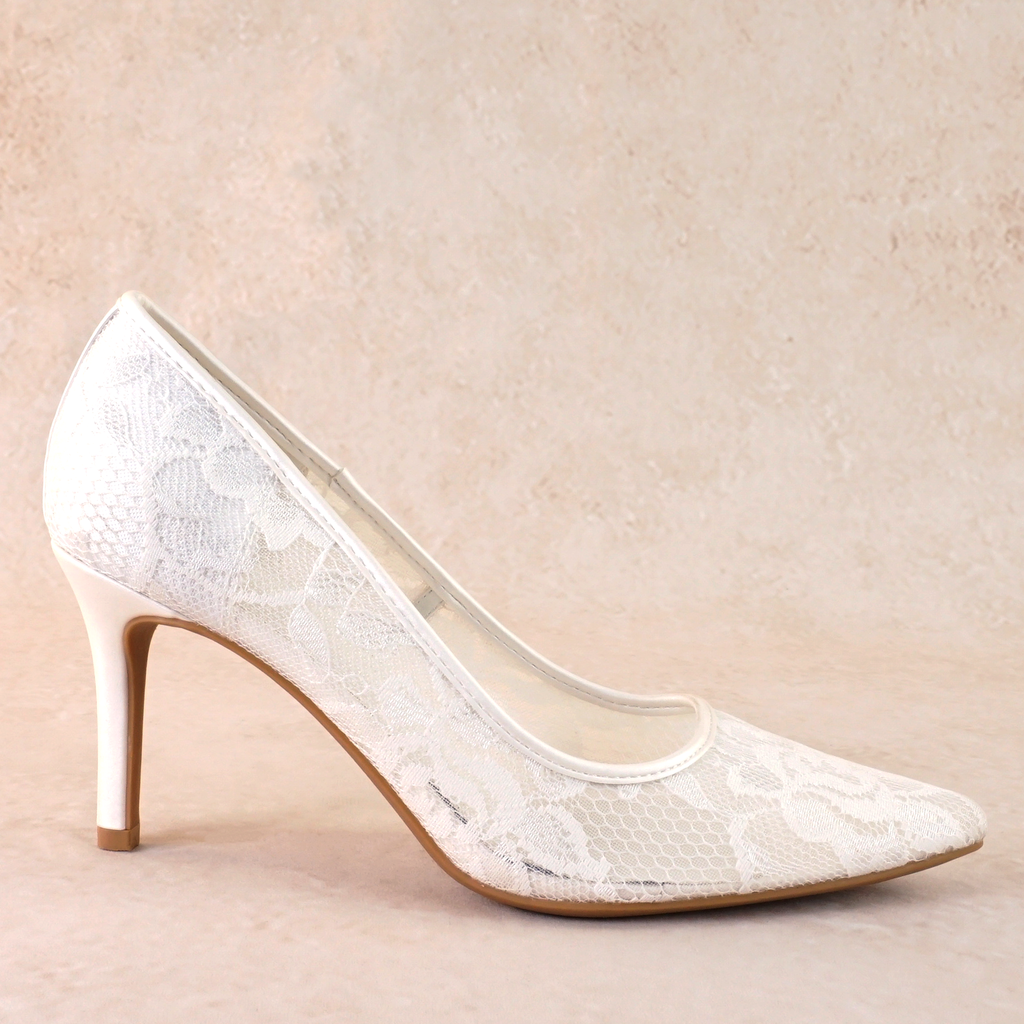 Odette White Lace Stiletto Heels