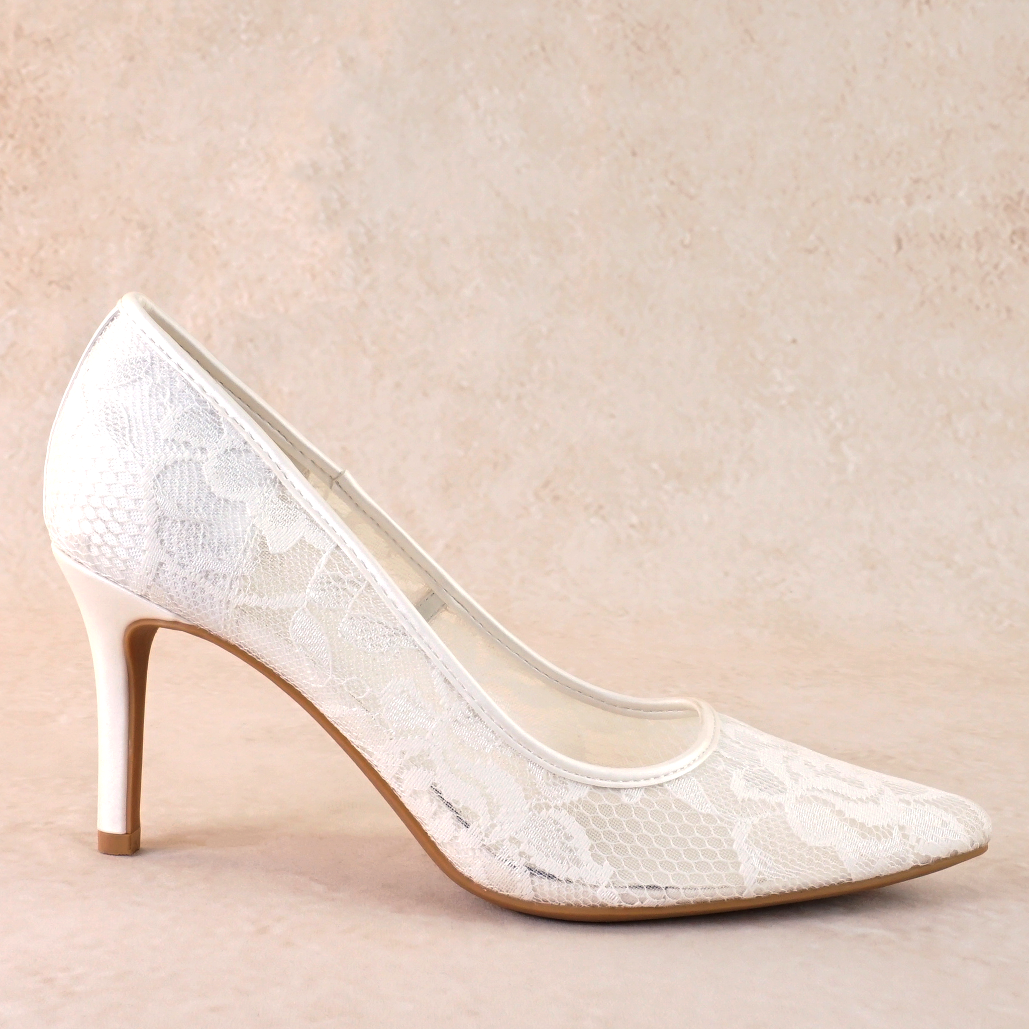 Odette White Lace Stiletto Heels