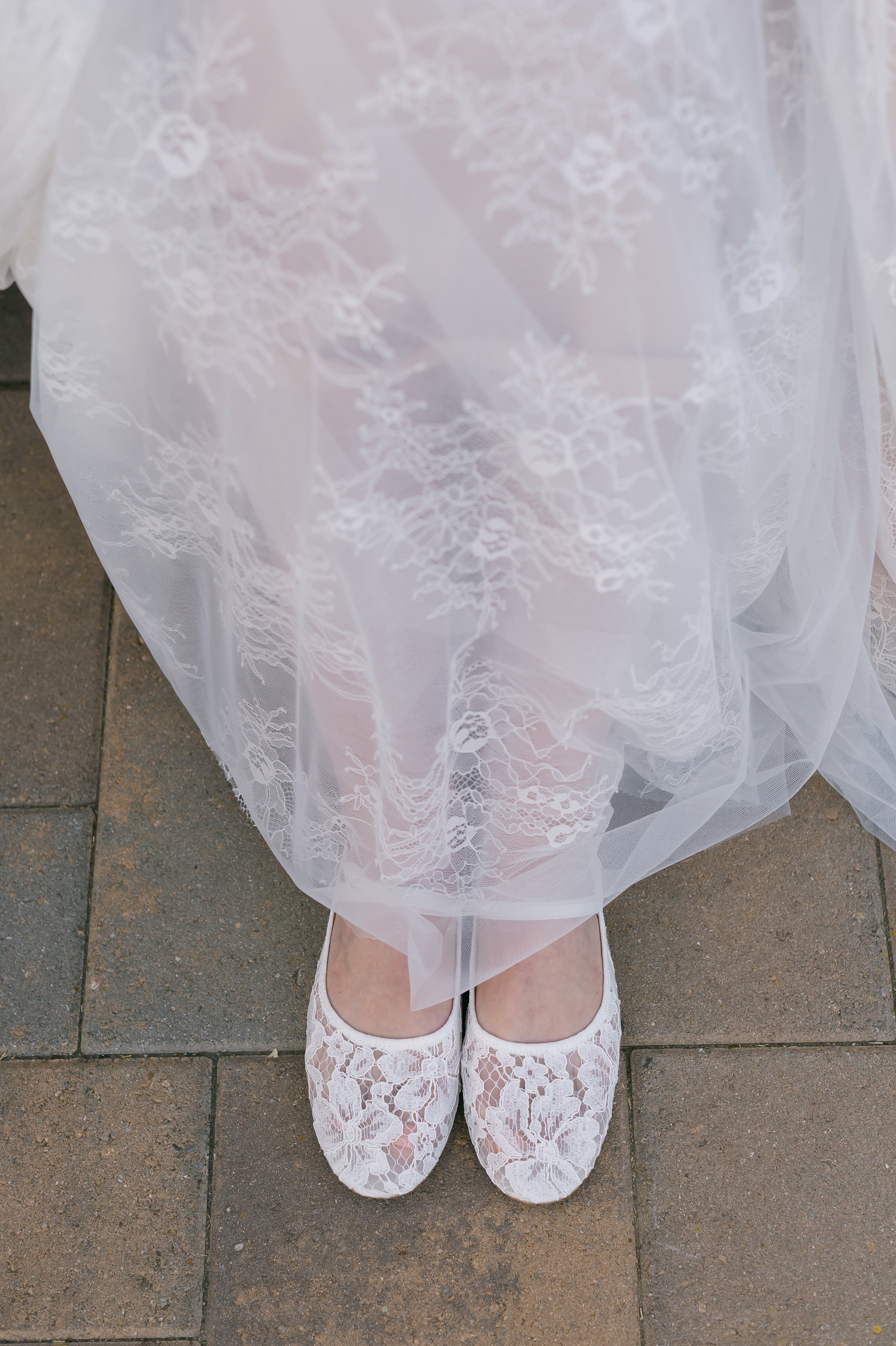 Renee White Lace Ballet Flats