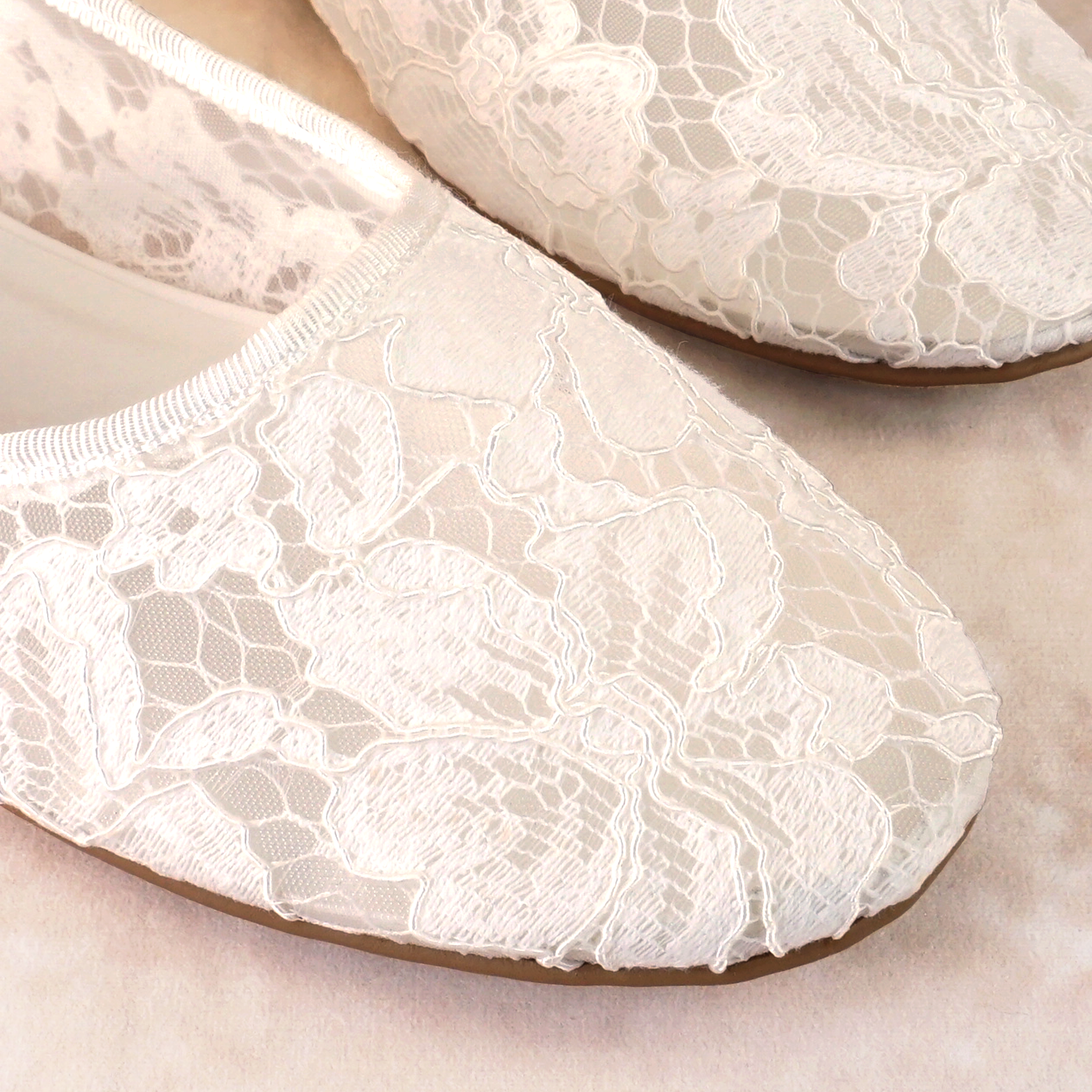 Renee White Lace Ballet Flats