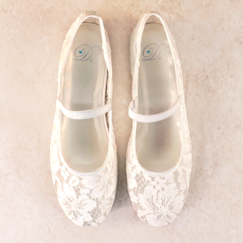 Renee White Lace Ballet Flats