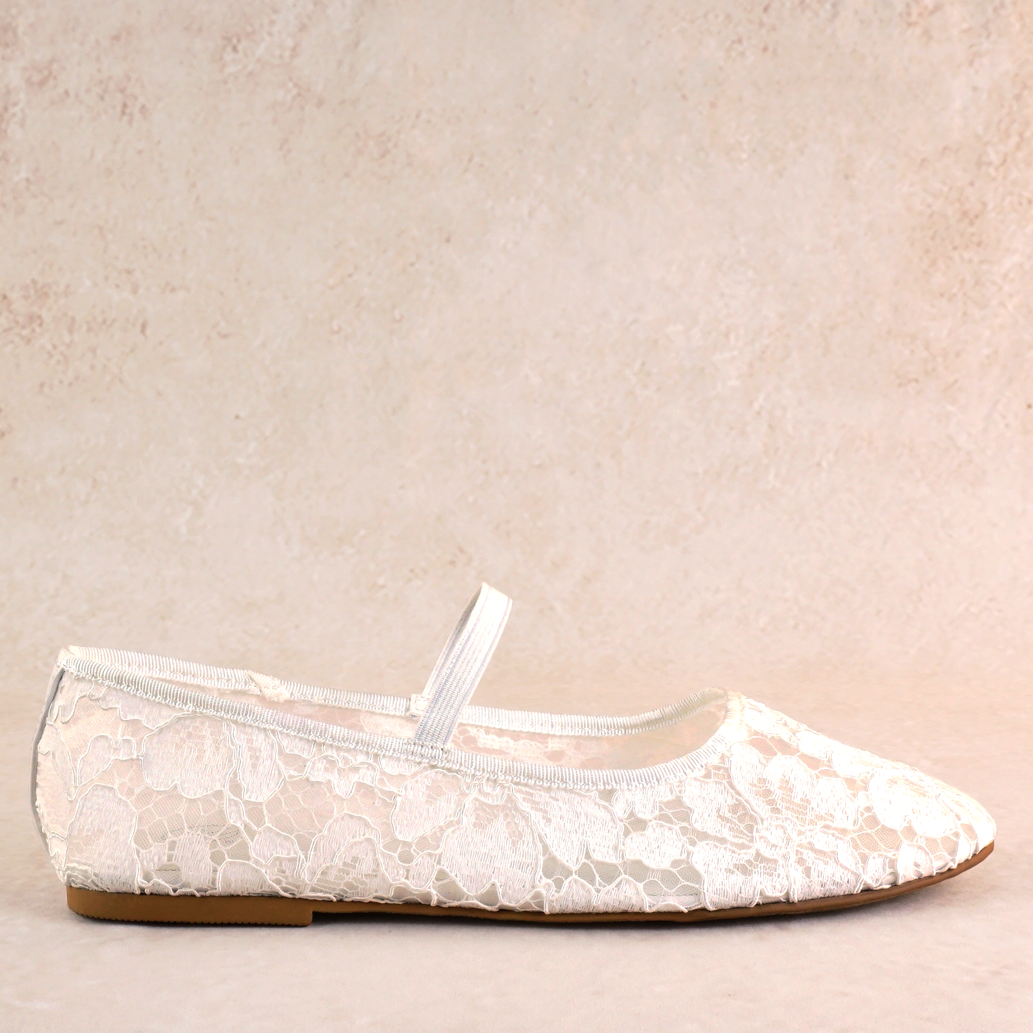 Renee White Lace Ballet Flats