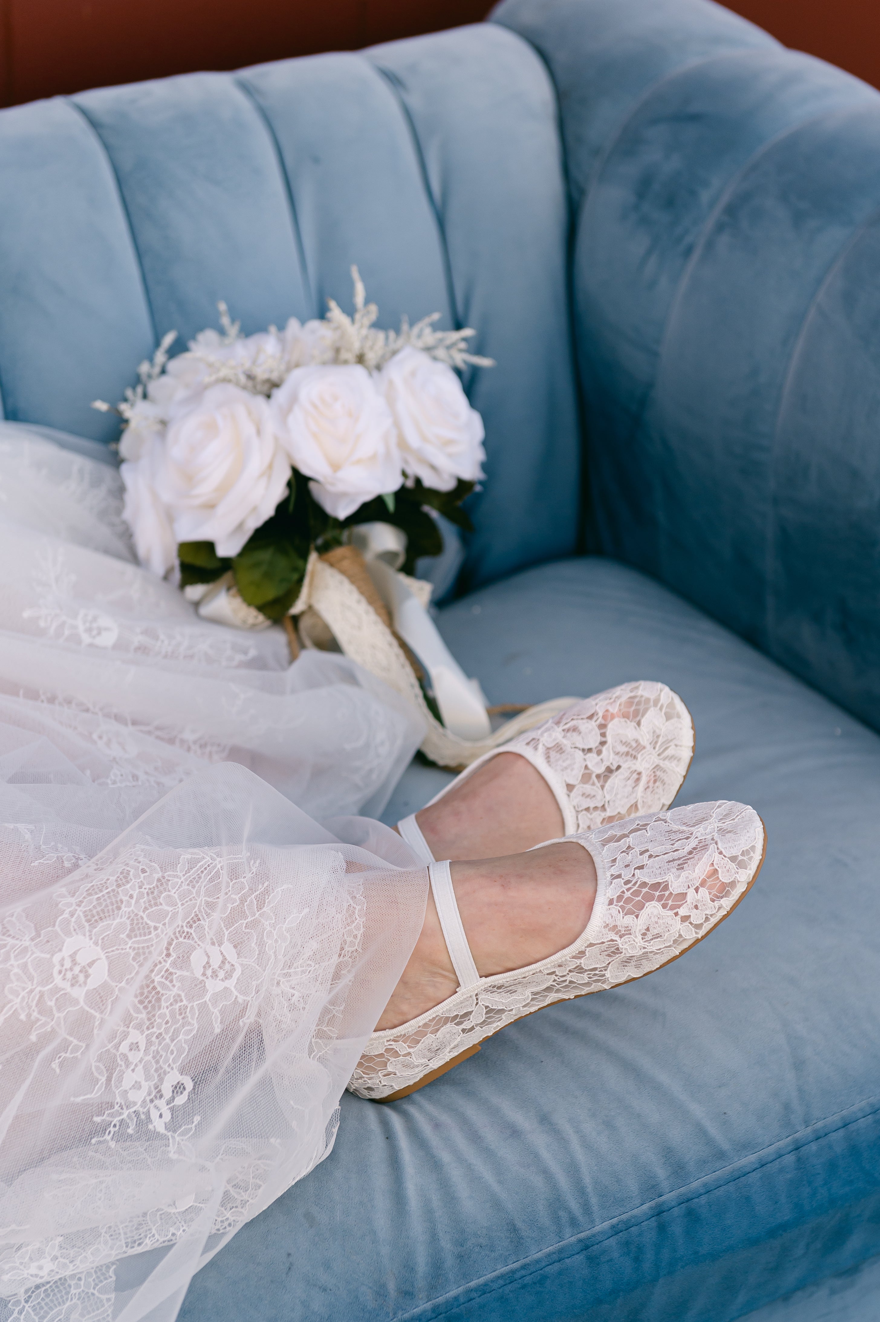 Renee White Lace Ballet Flats