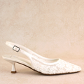 Status White Lace Kitten Heels