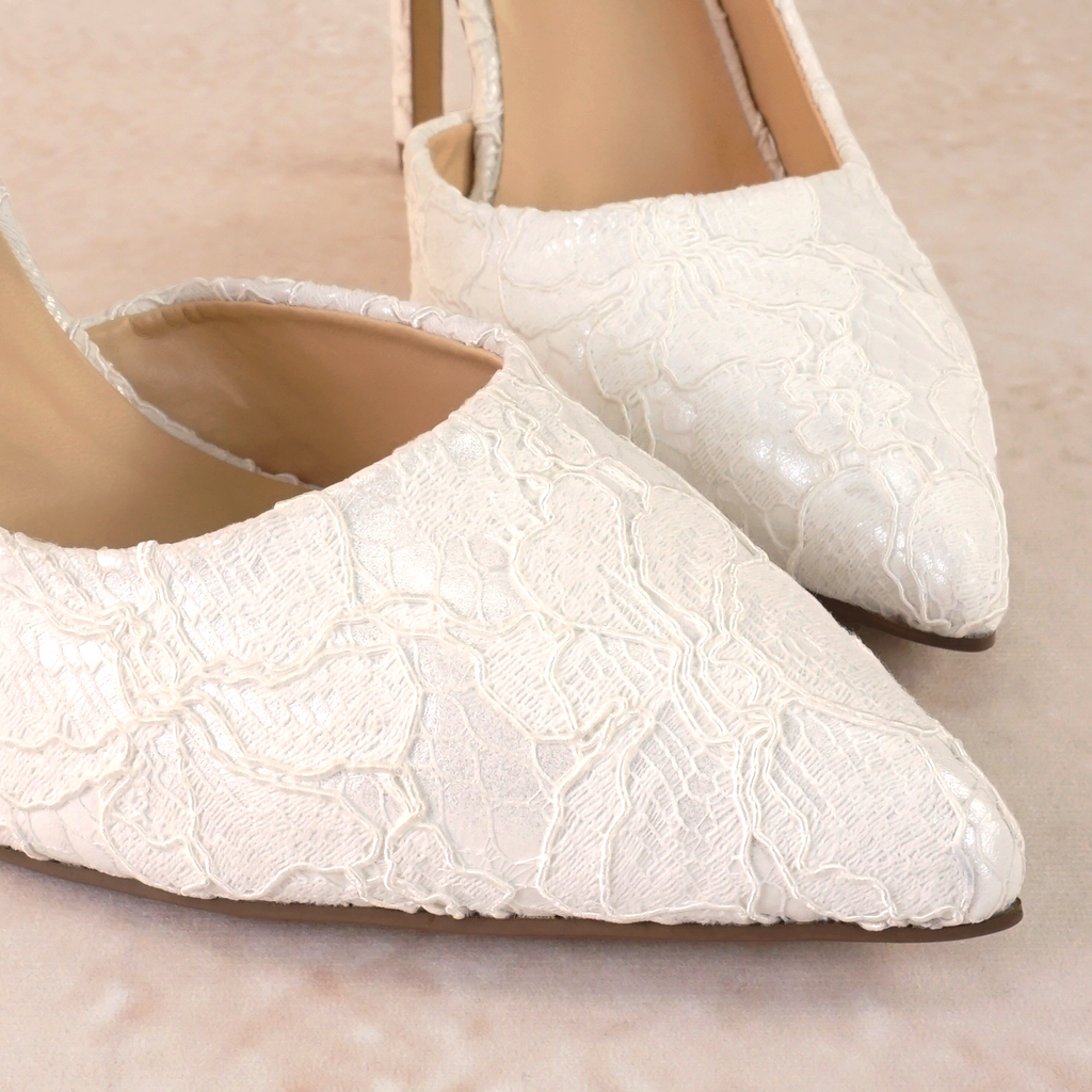 Jordyn White Lace D'orsay Stiletto
