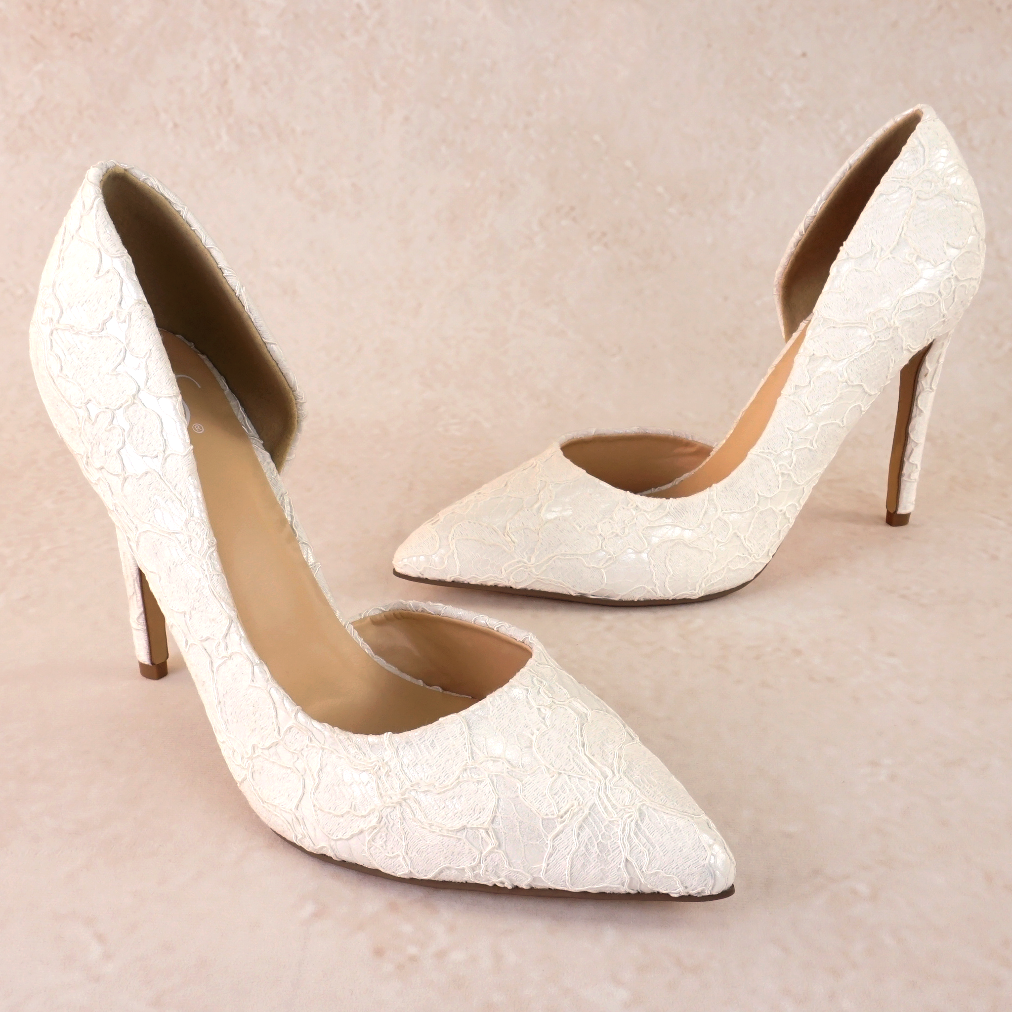 Jordyn White Lace D'orsay Stiletto