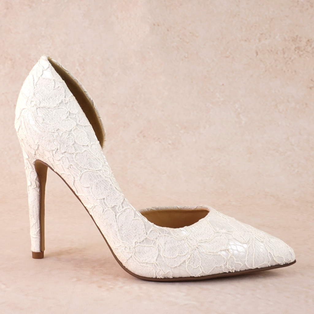 Jordyn White Lace D'orsay Stiletto