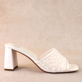 Reagan Mesh Pearl Block Heels