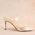 Yolanda Clear Lucite White Pearl Stiletto Heels