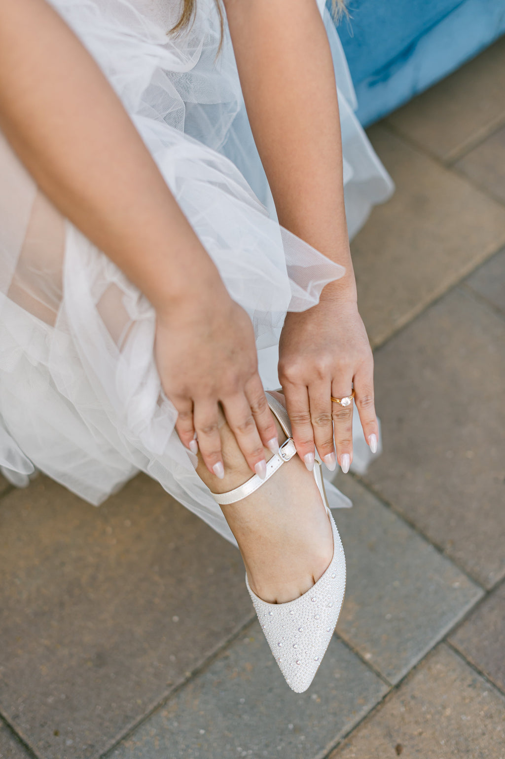 Miaki Pointed Toe Pearl Flat Shoes