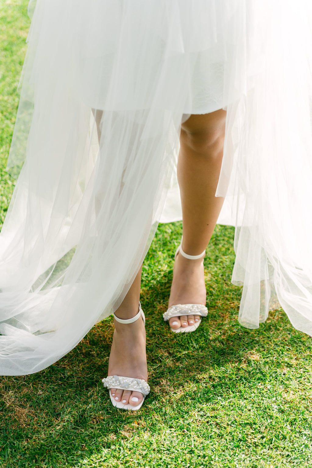 Cecilia Block Heels with Pearl and Rhinestone Twist