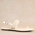 Reese Flat Sandal with Pearl and Rhinestone Details