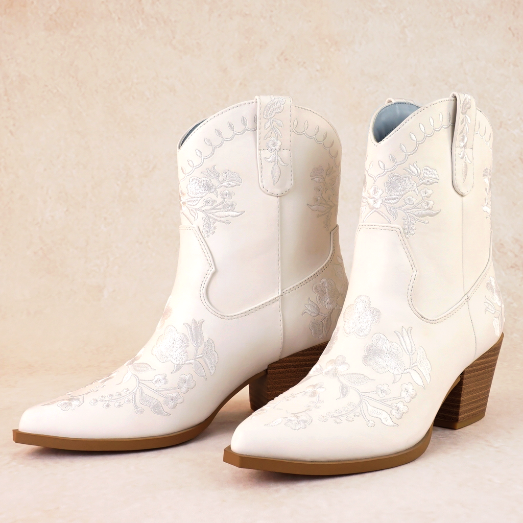 Gracie Western Boot with Flower Embroidery