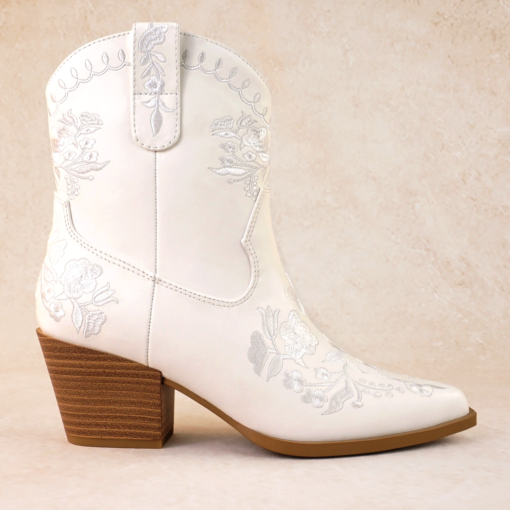 Gracie Western Boot with Flower Embroidery